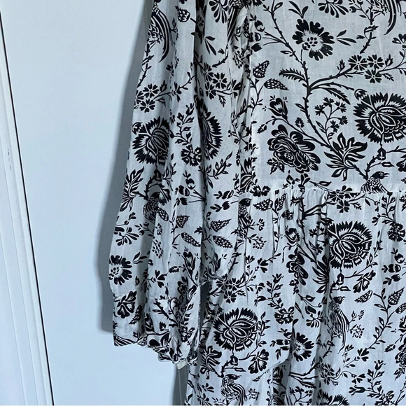 Masai Black Cream Bird Floral Print Mini Dress 29418 - Picture 12 of 16